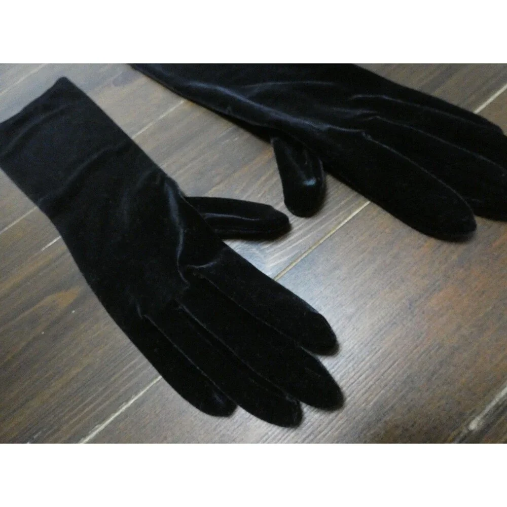 Fownes Women's One Size Black Velvet Long Gloves Elbow Stretch Soft